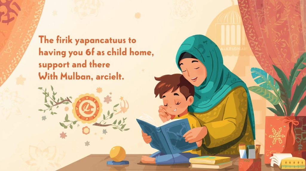 Peran Orang Tua dalam Mendukung Kesuksesan Belajar Anak Menurut Perspektif Islam Orang tua mendampingi anak belajar di rumah dengan pendekatan pendidikan islami untuk mendukung kesuksesan belajar dan pembentukan akhlak anak.