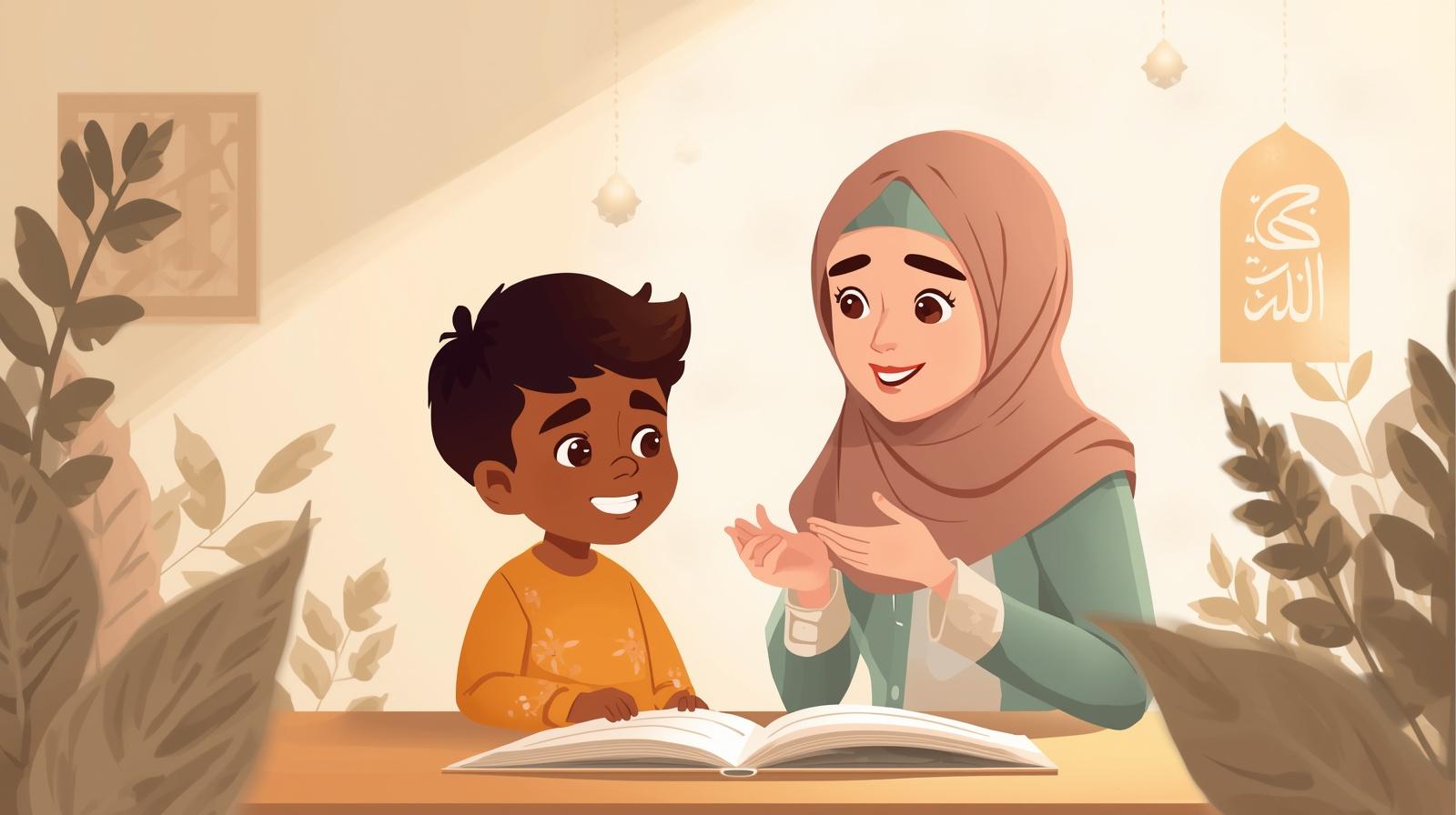 Pentingnya Niat yang Ikhlas dalam Menuntut Ilmu Menurut Islam Anak belajar bersama guru dengan suasana islami yang menanamkan pentingnya niat ikhlas dalam menuntut ilmu.
